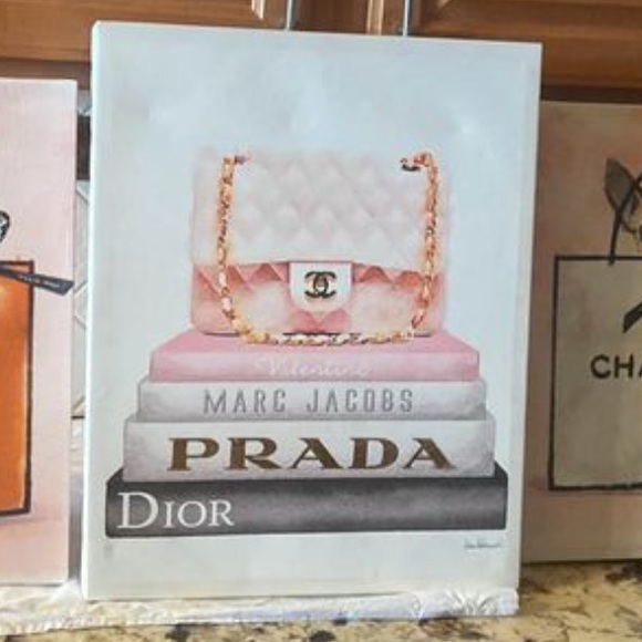 Beautiful Designer Brand & yorkie pup Canvas Wall Art set of 3 prints - Picture 5 of 6